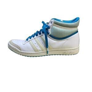 Adidas Sleek White Cream Teal High Top Sneakers Size 8